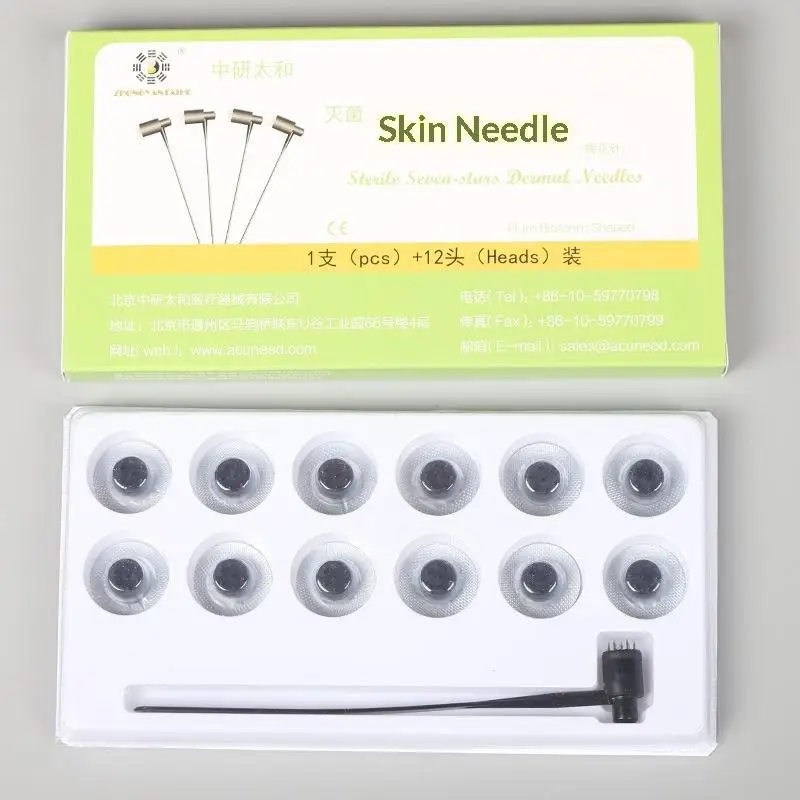 13Pcs Skin Needle 1+12 Heads Set Sterile Seven-star Dermal Individual Packaging Skin Care Acupuncture Therapy