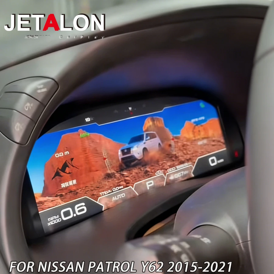 

Для Nissan Patrol Y62 2015-2021: Цифровая приборная панель с CarPlay, виртуальный кокпит, ЖК-дисплей, головное устройство