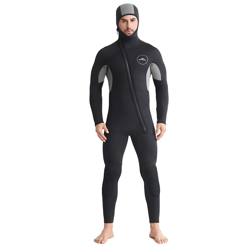 

Sbart New Men'S One-Piece Wetsuit 5/7mm Thickened Fleece Lining Warm Sunscreen Surfing Snorkeling Suit Diving Suit