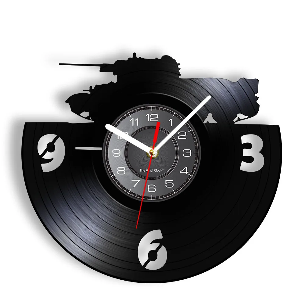 Army Main Battle Tank Wall Art Wall Clock Military Tank Vinyl Record Wall Clock Armored Ground Warfare Home Decor Soldiers Gift