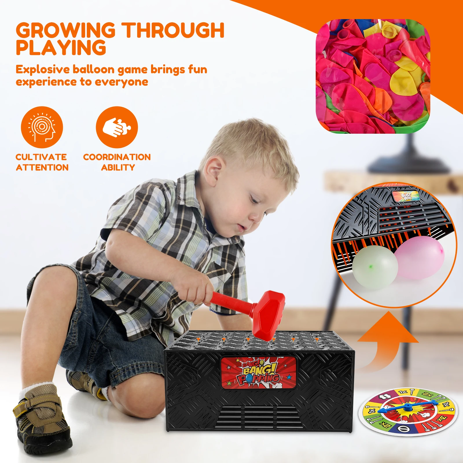 134Pcs Whack a Balloon Game Set Interactive Pop The Balloon Game Funny Tricky Balloon Desktop Board Games for Family Gatherings