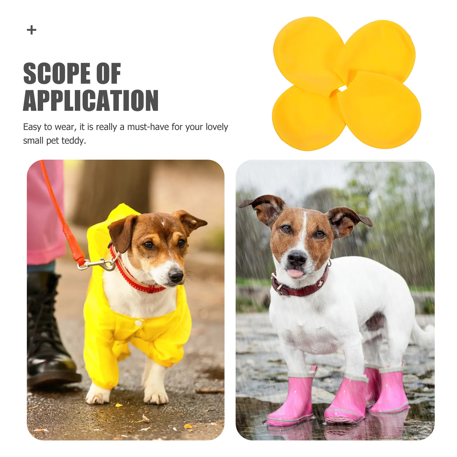 

4pcs Waterproof Rain Shoes Non-slip Shoe Cover Outdoor Footwear Durable Shoe Cover for Pet Cat Dog (Yellow)