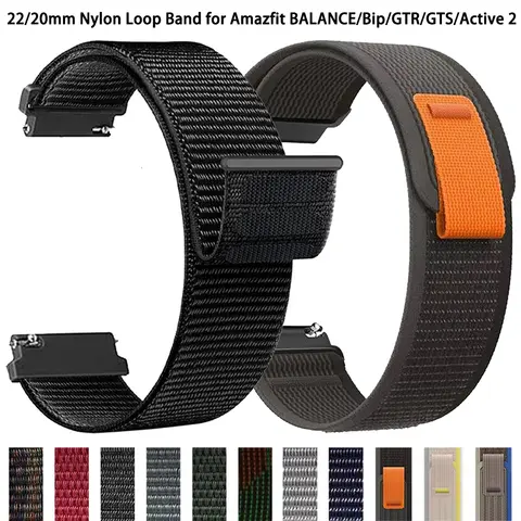 22 20mm Woven Strap For Amazfit Balance/Cheetah Nylon Band GTR 4 3 Pro/GTS 3 2e/GTS 4 2 mini/Bip 6 5 3/Active 2 Bracelet Replace