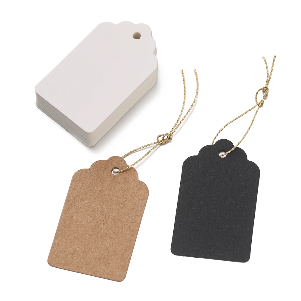 100 teile/los 5*3 cm Verpackung Etikett Braun Kraft/schwarz/weiß Papier Tags DIY Schmuck Label hochzeit Geschenk Dekorieren Tag