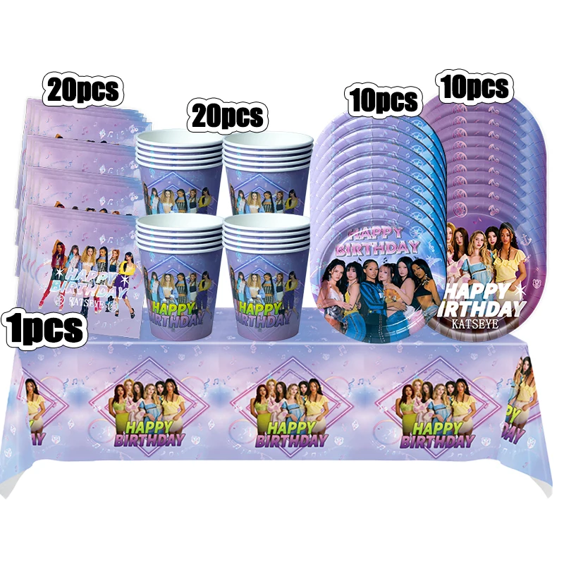 Nieuwe Katseye Verjaardagsdecoratie Superstar Feestartikelen Stickers Poster Ballonnen Achtergrond Banner Taartdecoratie Babyshower Cadeau