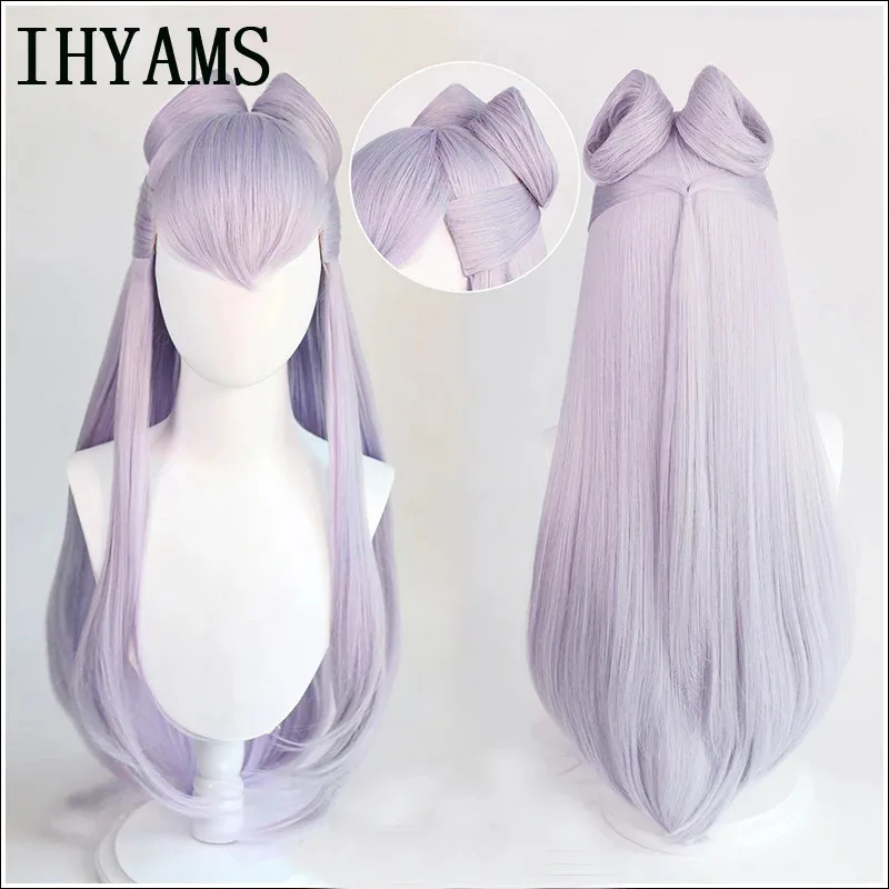 didi 2025 2025 hhhGame Baddest Evelynn LOL KDA Cosplay Long Purple Wigs with Buns Heat Resistant Synthetic Hair + Wig Cap