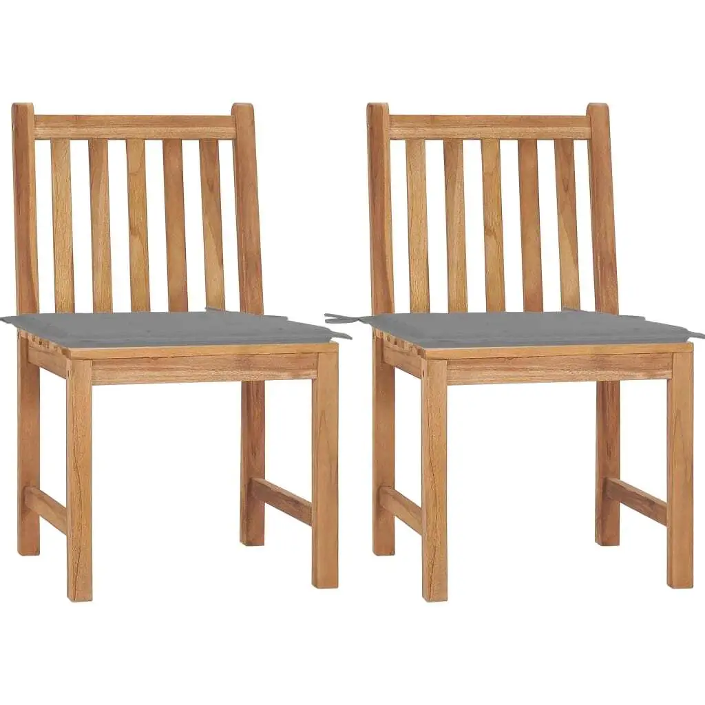 

Solid Teak Wood Patio Chairs 2 pcs With Cushions