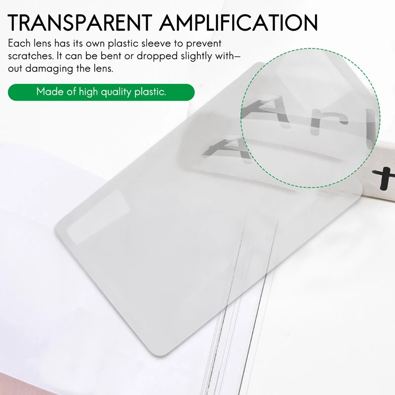 Lupa transparente, 3 X Magnifier Magnification, Pocket Credit Card Tamanho