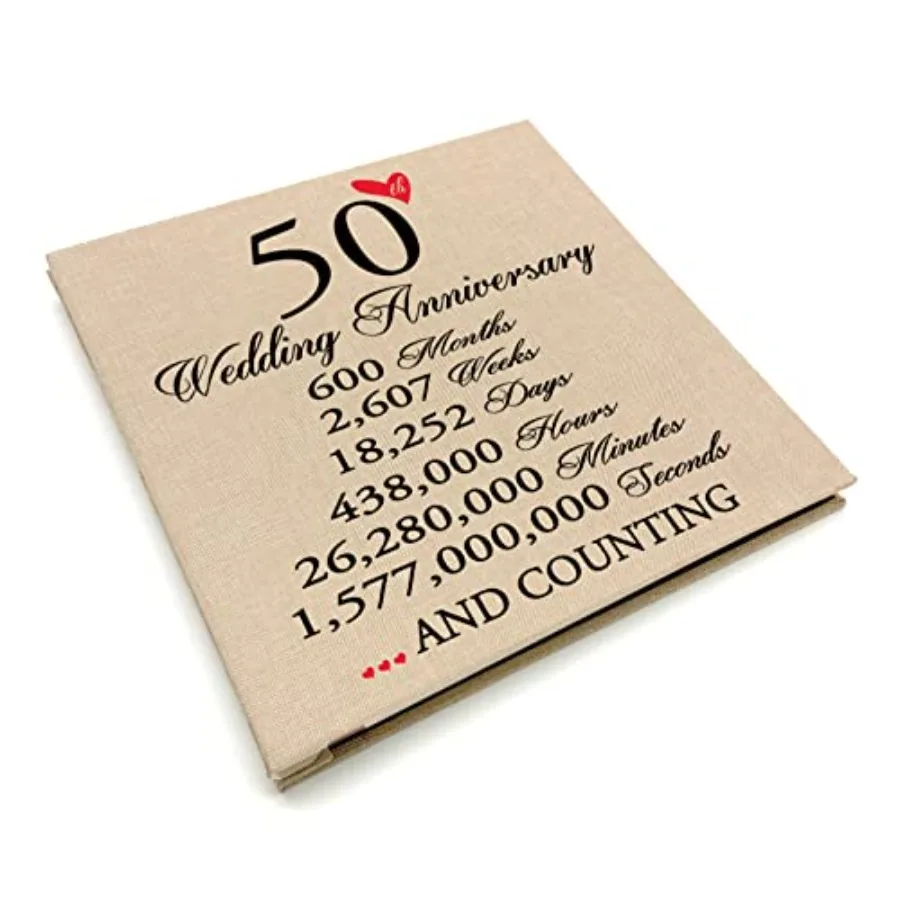 

50th Anniversary Photo Album, Gifts for Parents of Marriage, Golden Anniversary Decorations for Mom and Dad