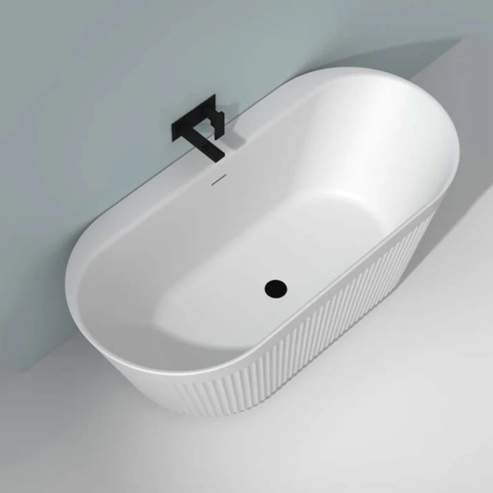 

67-дюймовая акриловая ванна в полоску, бесшовная отдельно стоящая овальная минималистичная эстетичная ванна для замачивания WD6087