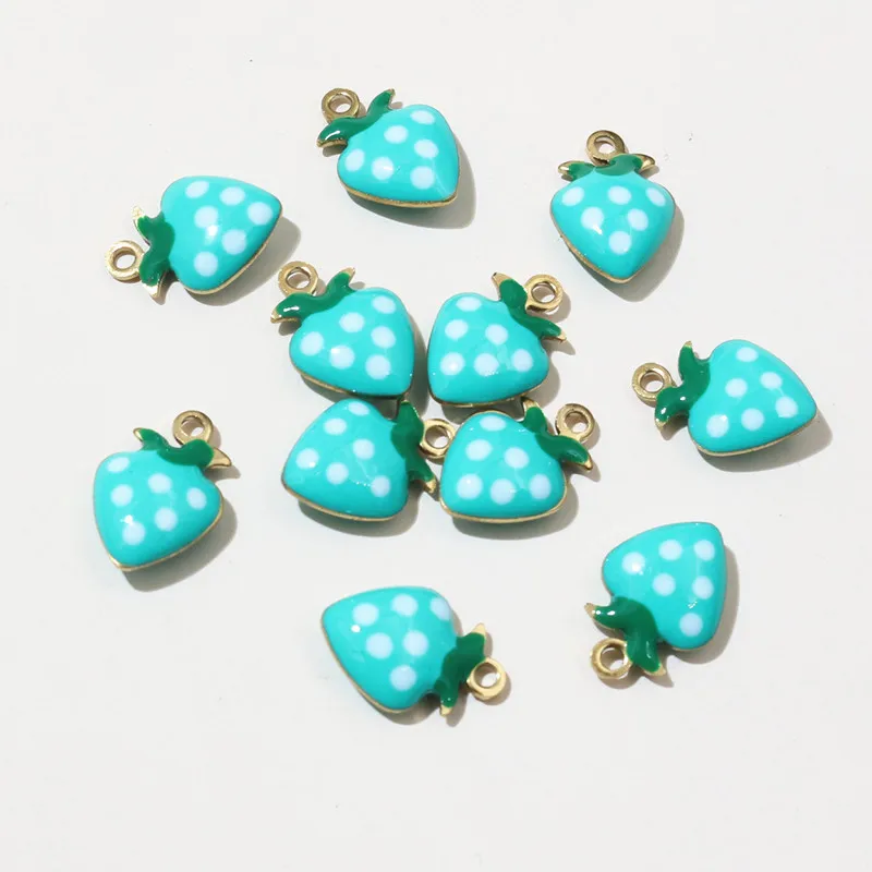 20pcsStainless Steel Enamel Strawberry Charms Pendant 11x8mm Fruit for Earrings Necklace Bracelet DIY Jewelry Accessories image 4