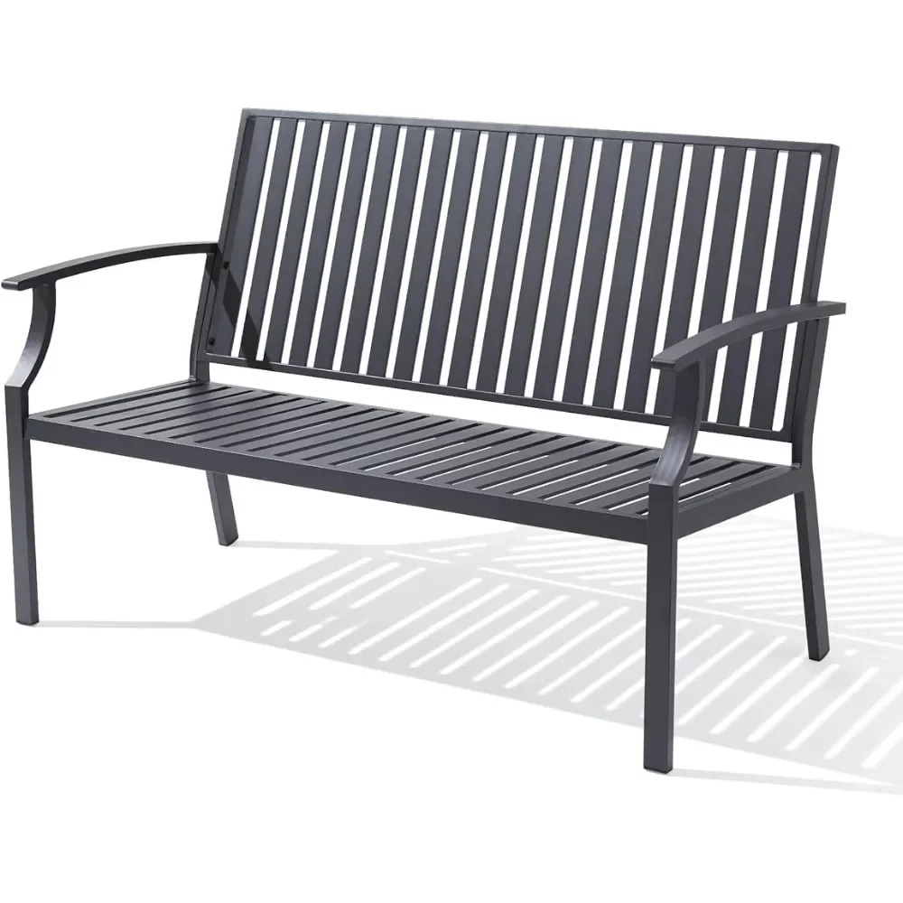 

52 inch aluminum frame 3-person terrace garden bench with rust prevention, bench furniture with 660 pounds load-bearing capacity