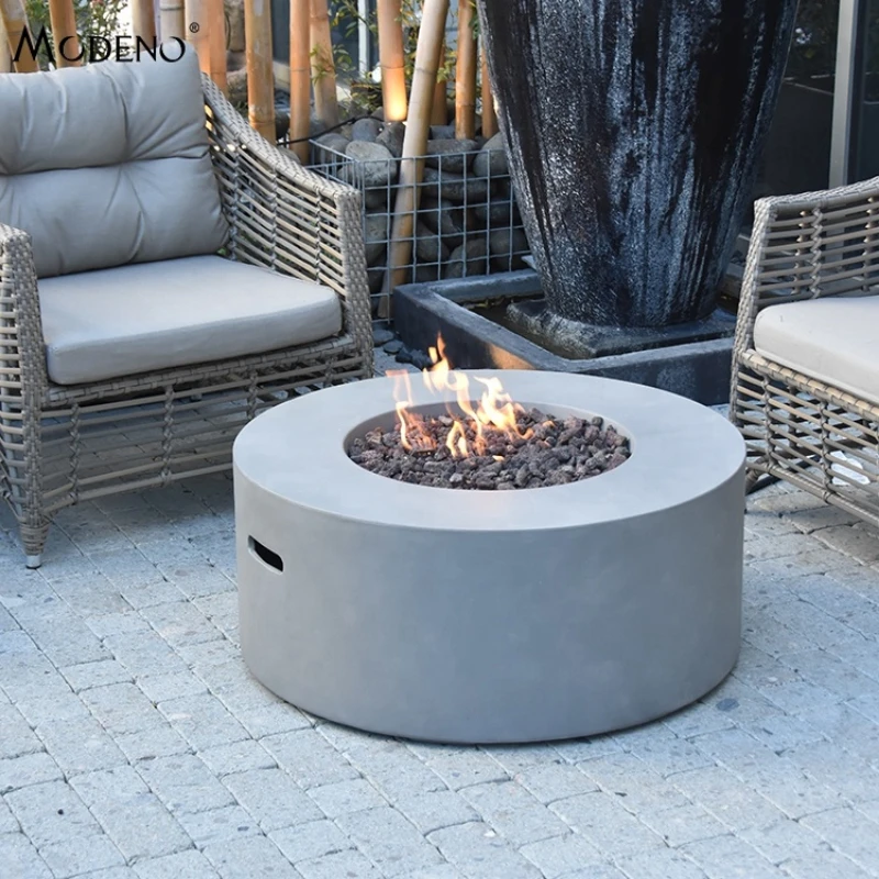 

MODENO US warehouse in stock electronic ignition burners fire pit concrete firepit cement round fire table