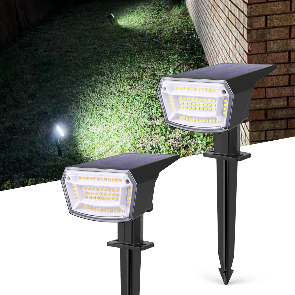 

Solar Powered Spot Lamp Outdoor Waterproof Landscape Light White/Warm Adjustable Brightness for Garden Yard Trees Street Wall