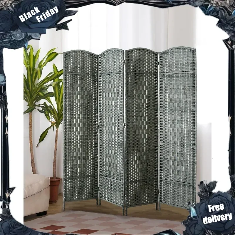 

Folding Privacy Room Divider, 4 Panel Screen Divider 6 ft. Tall Freestanding Extra Wide Rattan Room Partition Wall Separation