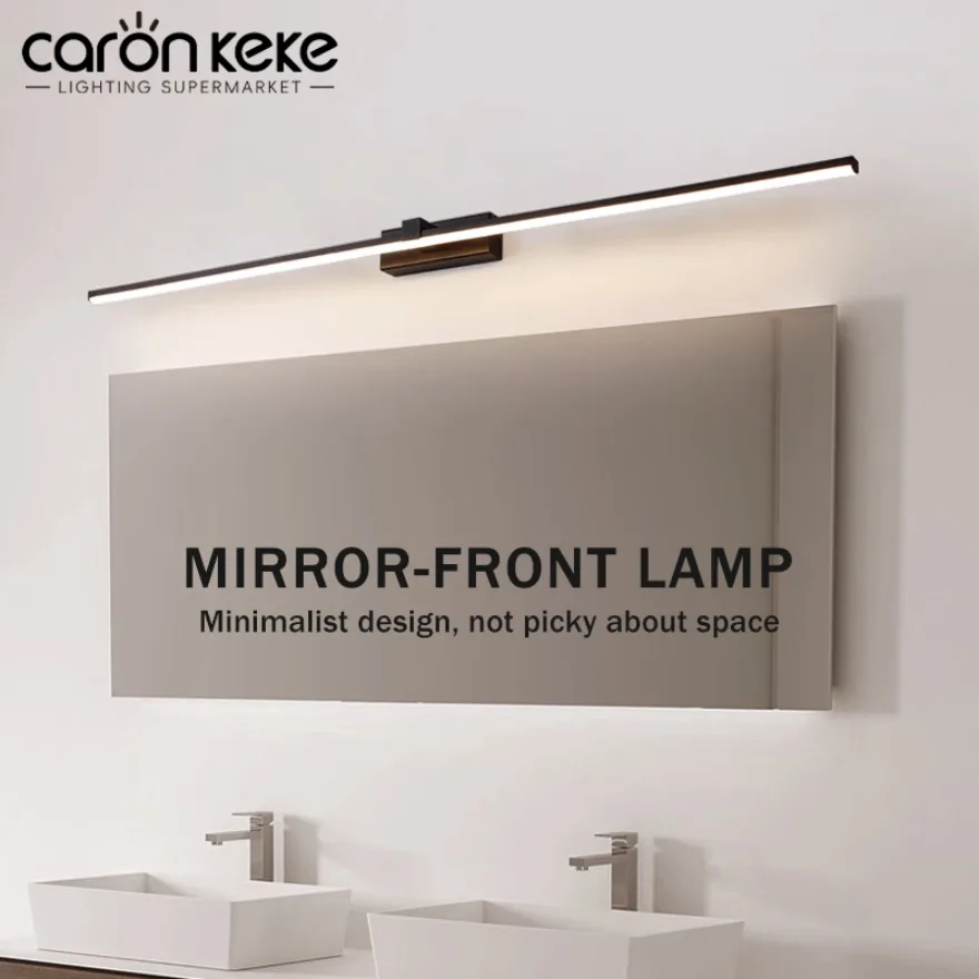 Modern Bathroom LED Wall Lamp Simple Black White Aluminum Alloy Mirror Line Lamp Bathroom Dressing Table Home Indoor Lighting