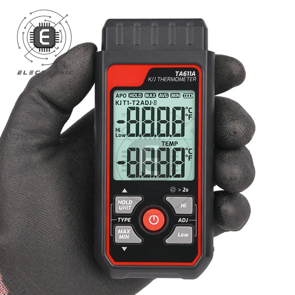 TA611A/B cyfrowy termometr termoelektryczny Mini K/J termometr urządzenie do pomiaru temperatury kontaktowy ekran LCD wyświetlacz C/ F