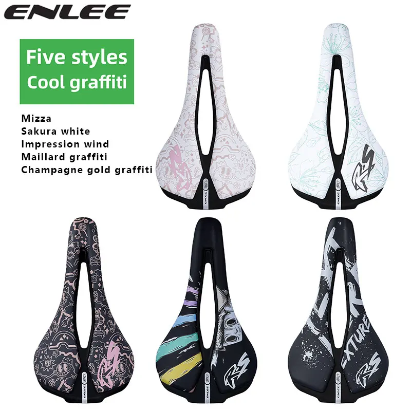 

ENLEE Bicycle Personalized Seat Cushion Folding Road Bike Hollow Breathable Ultra-Light Steel Bow Saddle Riding Equipment