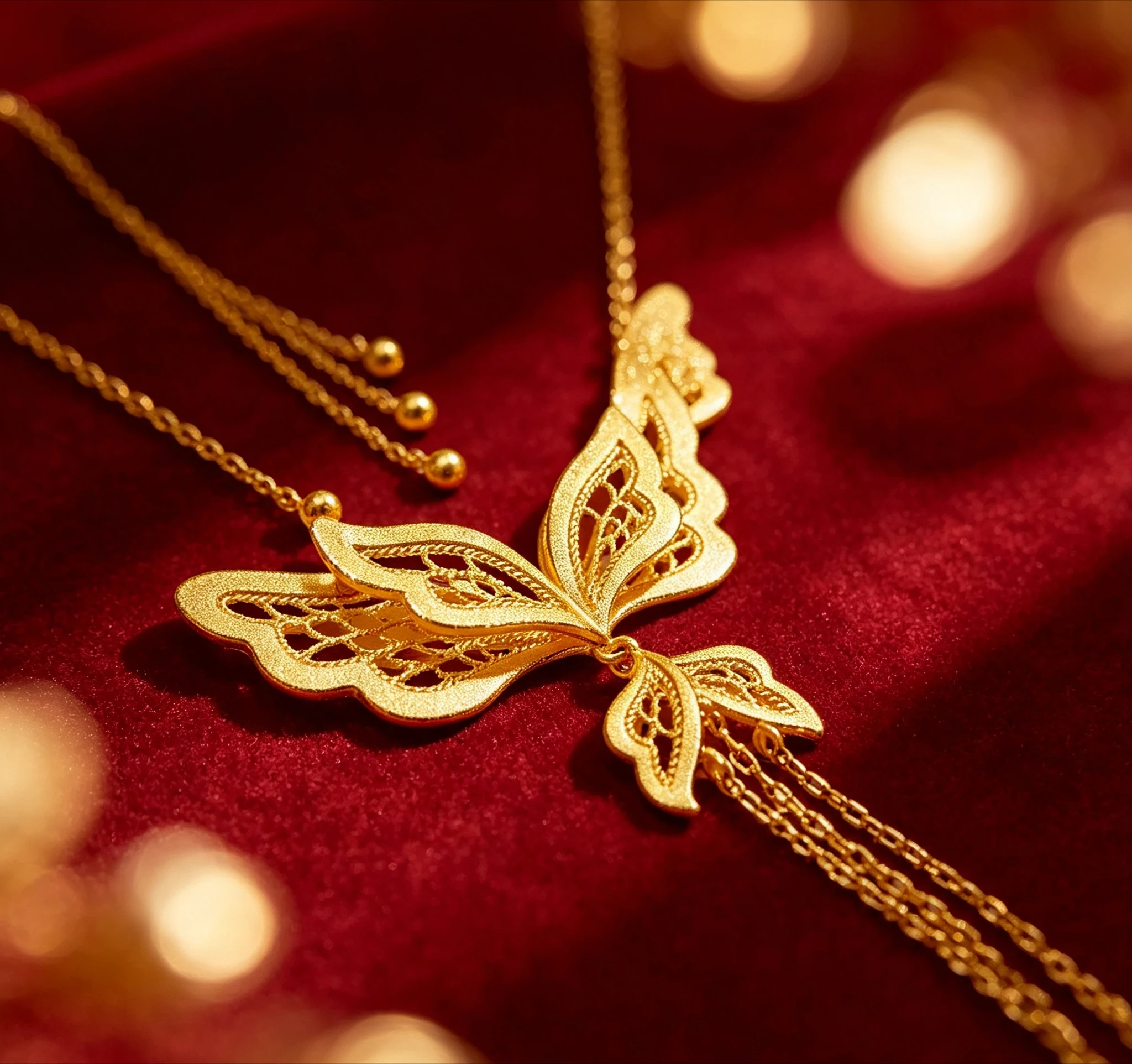 Love Necklace 9999 24K Real Gold Niche Fashion Exquisite Hollow Retro Fashion Versatile Versatile  Giving gifts for friends