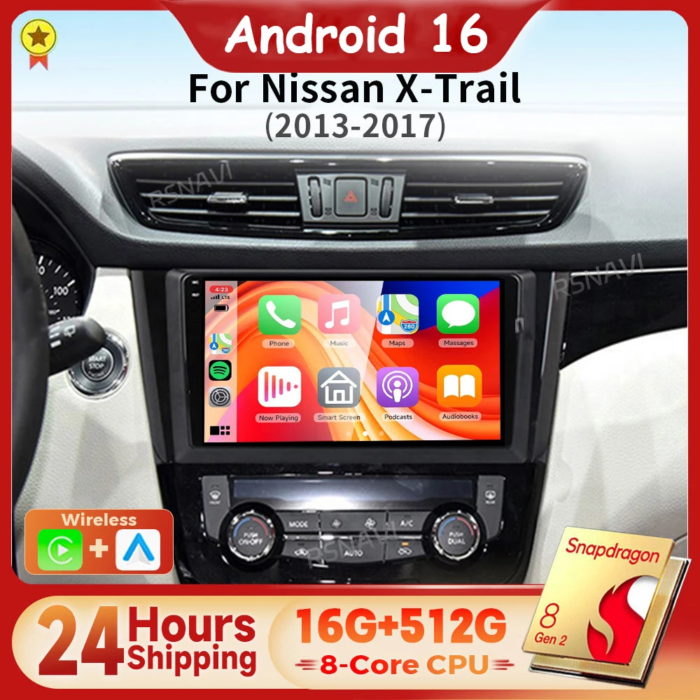 Android 16 Qualcomm Carplay Auto Car Radio Multimedia Player For Nissan Qashqai J11 X-Trail Xtrail T32 Rogue Dualis 2013 - 2021
