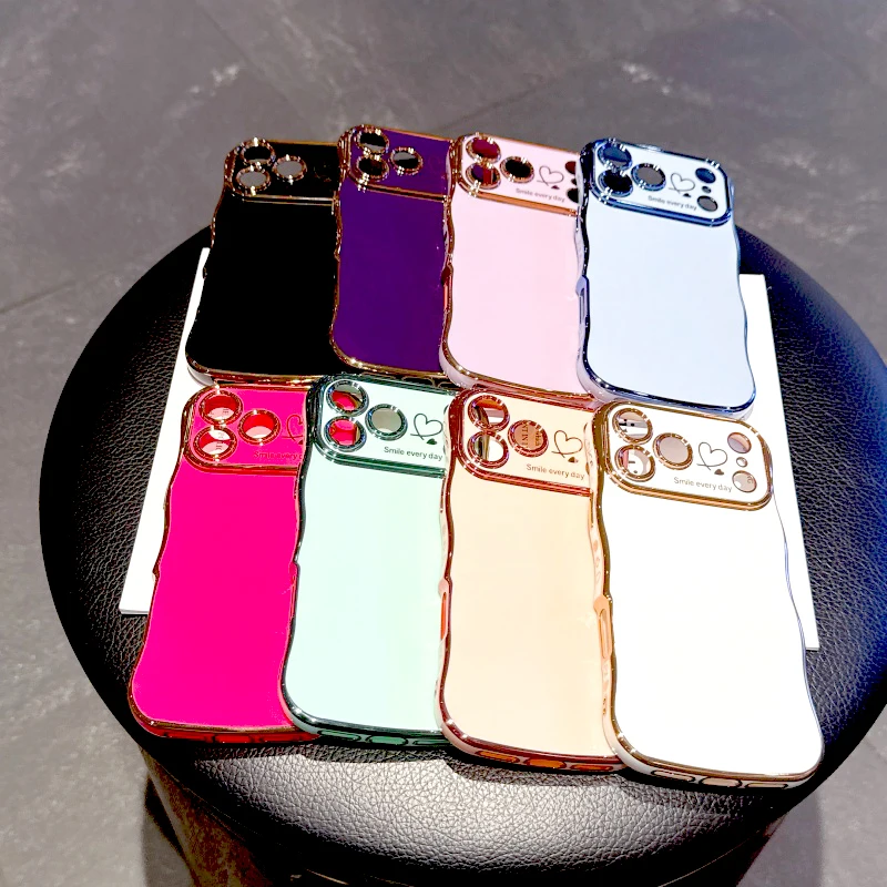Funda suave con ola y acabado de lujo para iPhone 17 Air 16E 16 15 14 13 12 11 Pro Max 17Pro 16Pro 15Pro 14Pro 4