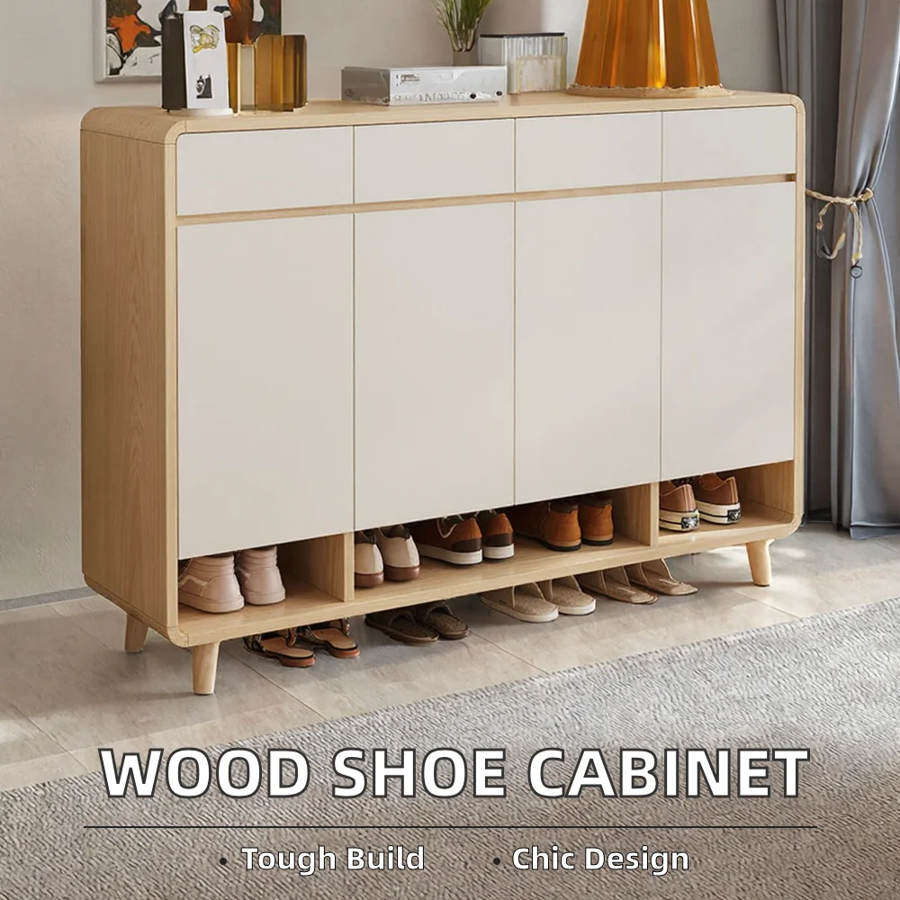 Modern Living Room Shoe Cabinet Household Indoor Entrance Cabinet Entry Wooden Color Storage Shoe Rack
