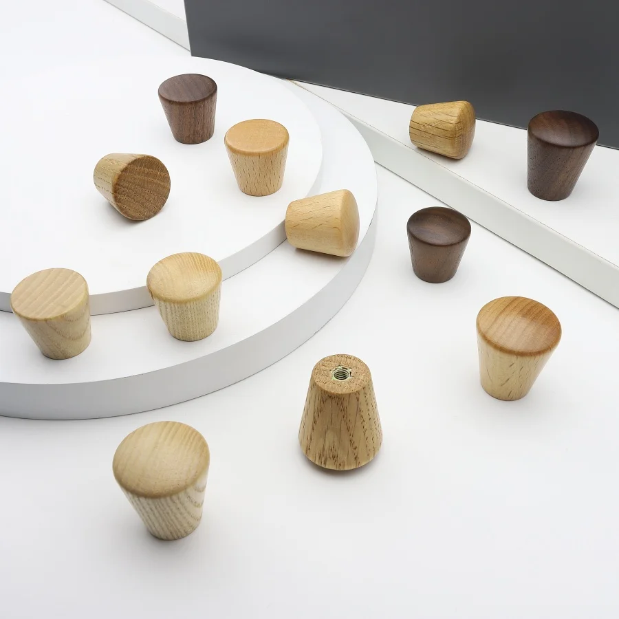 Mini Round Handle Natural Wooden Cabinet Drawer Wardrobe Knobs For Cabinet Drawer Handle Furniture Hardware