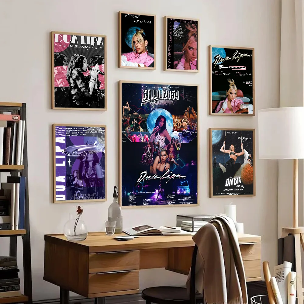 Pop Singer Dua_Lipa Anime Posters Sticky Waterproof Paper Sticker Coffee House Bar Kawaii Room Decor