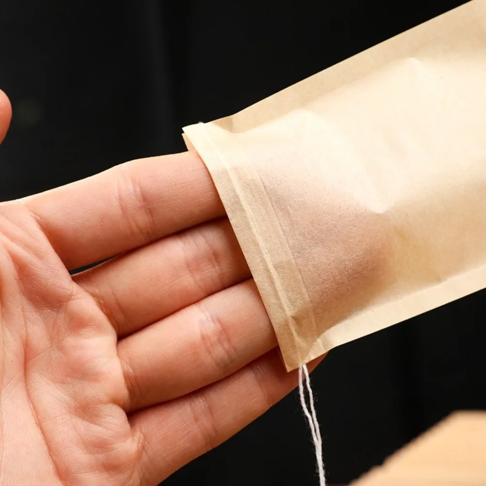 100 pieces/set Natural Filter Paper Tea Bag Empty Household Drawstring Teabags Multi Functional Spice Filters Sachet Making