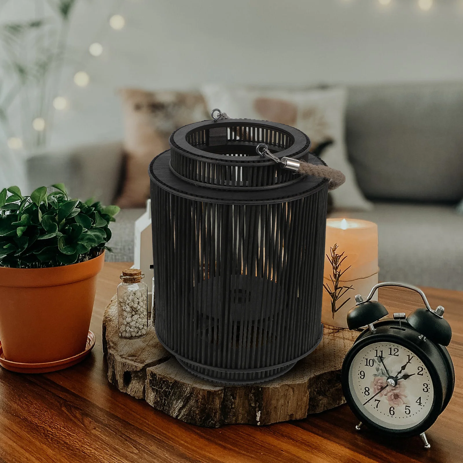 

1pc Wind Decor Weaving Lantern Adornment Portable Candlestick Home Garden Decoration Rattan-Woven Lantern For Party Christmas