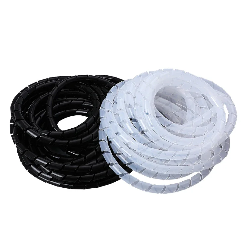 Cable Sleeve Winding Pipe Spiral Wrapping Transparent/Black Wire Organizer Sheath Tube 4-20MM Plastic Tape Management Protector