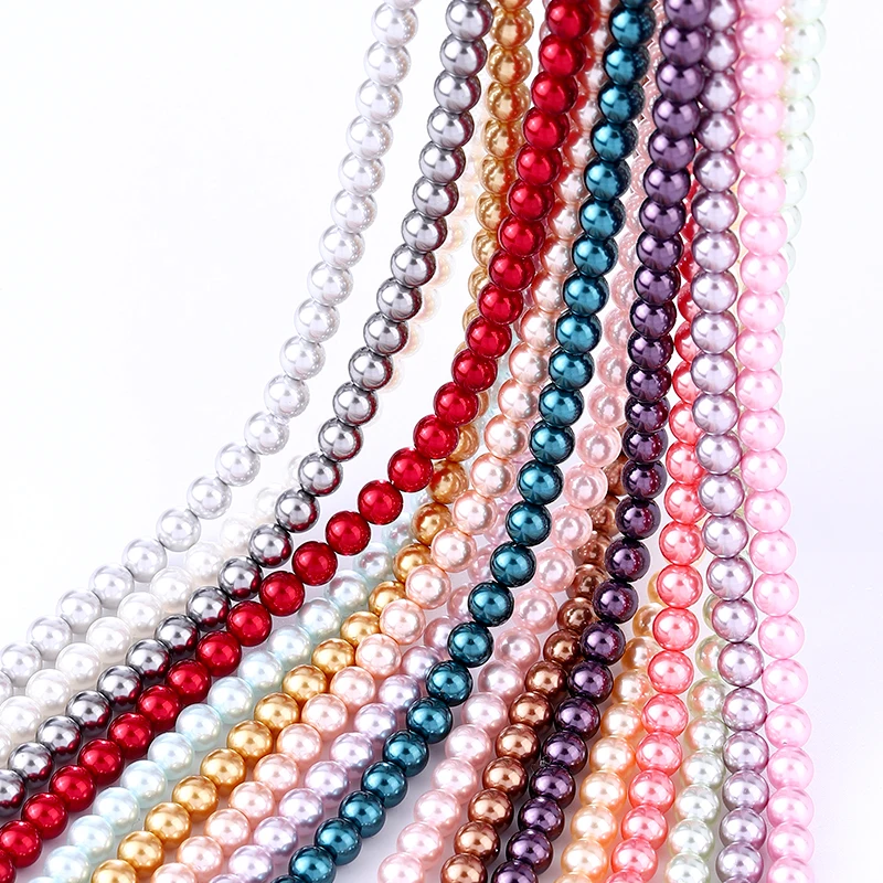 

6mm Round Glass Pearl Beads Glass Round Tiny Craft Loose Spacer Beads for DIY Craft Necklaces Bracelets Jewelry Making