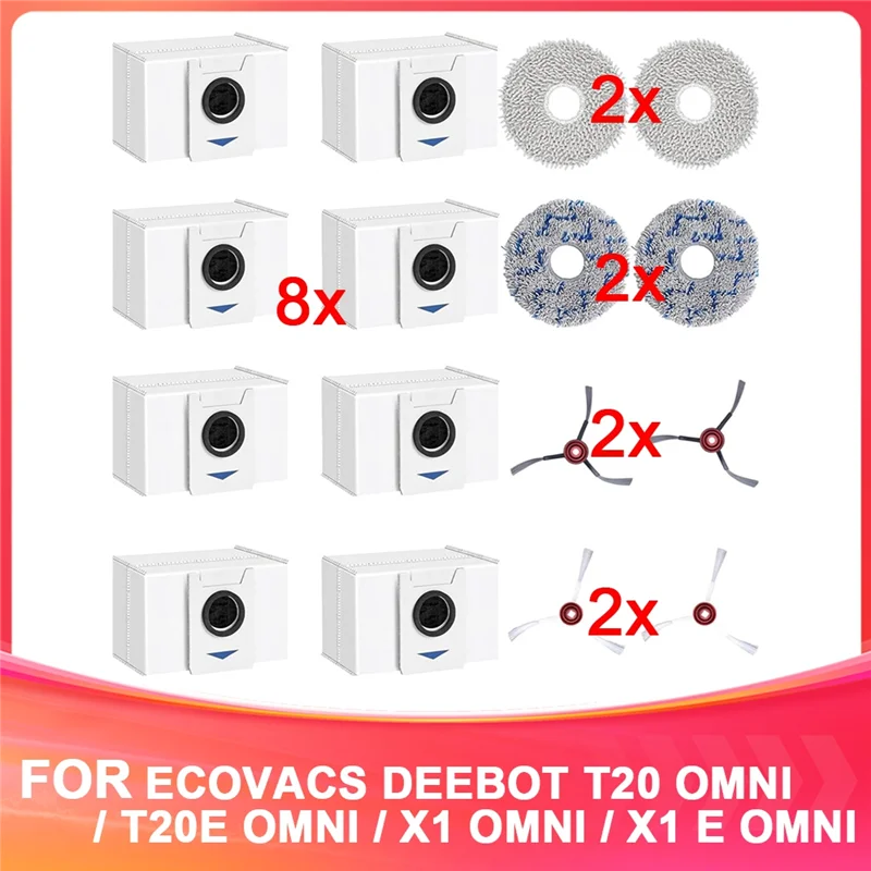 

Комплект аксессуаров FAAJ для робота-пылесоса Ecovacs Deebot T20 Omni/T20e Omni/X1 Omni, мешки для пыли, боковые щетки, ткань для швабры