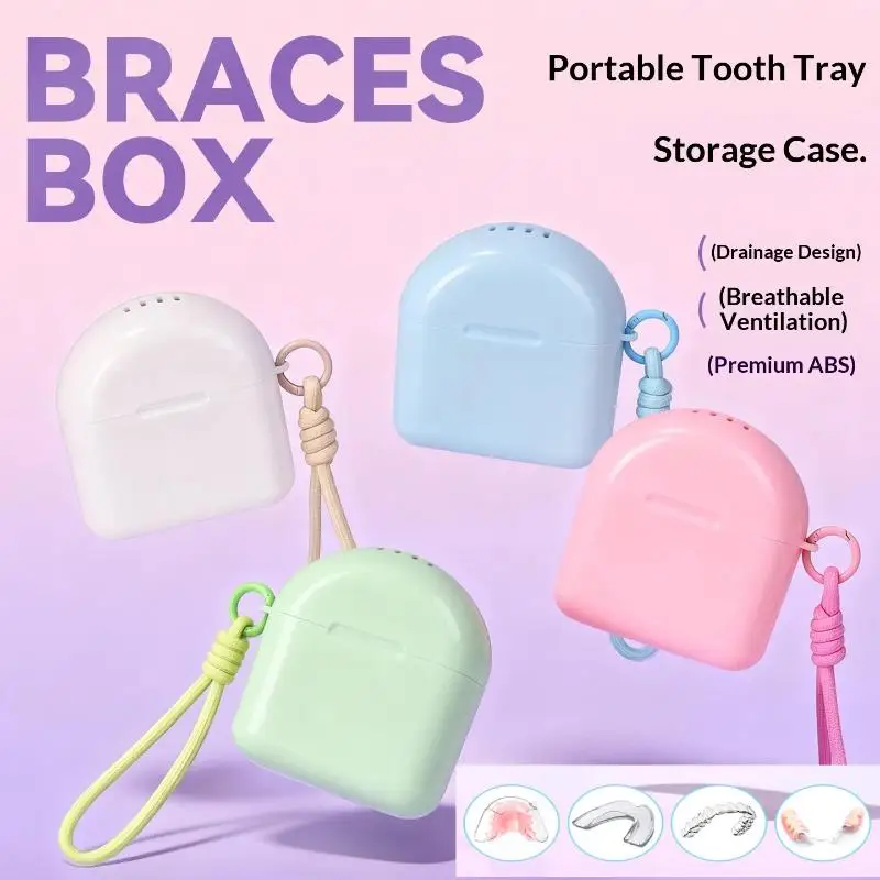 Plastic Teeth Container False Teeth Protective Denture Box Tray Case Drainage Design Dental Retainer Color Tray Storage Box