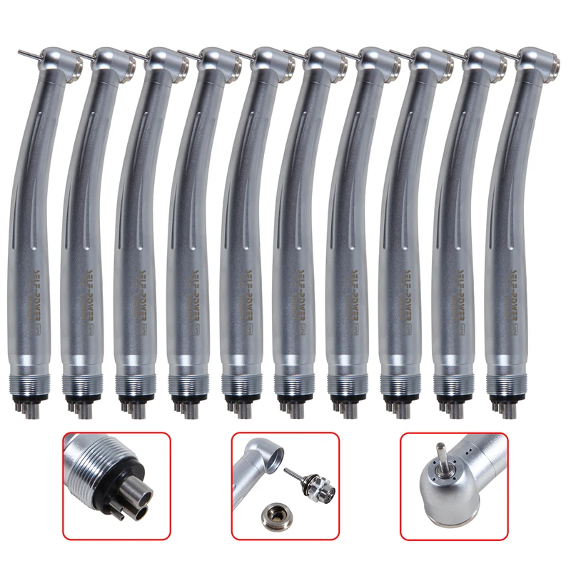 10Pcs Dental High Speed Handpiece 4Hole Standard Single Water Spray Push Button Air Turbine Dentist Tools