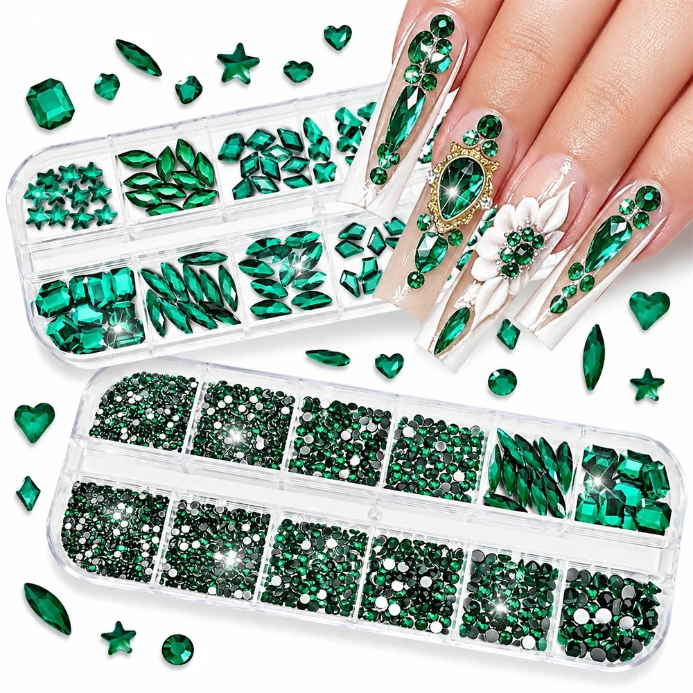 2 pudełka/zestawy błyszczących – Nail Art Emerald Green recenzja i cena