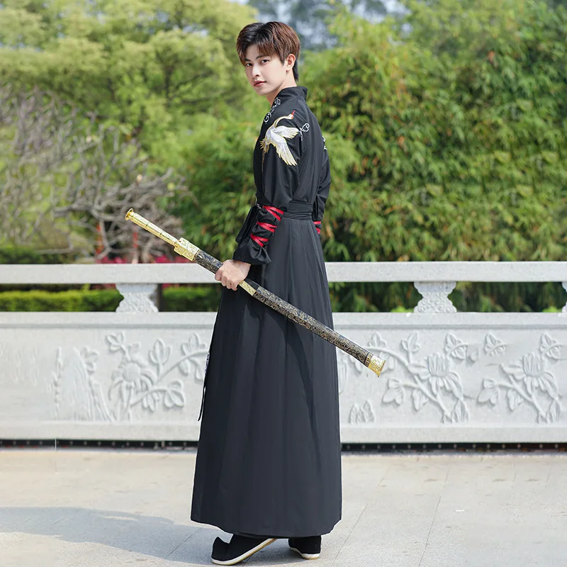 Hanfu Men Traditional Han Dynasty Ancient Costume Swordsman Cosplay Clothing Dress Set Halloween Cosplay Folk Dress Performance