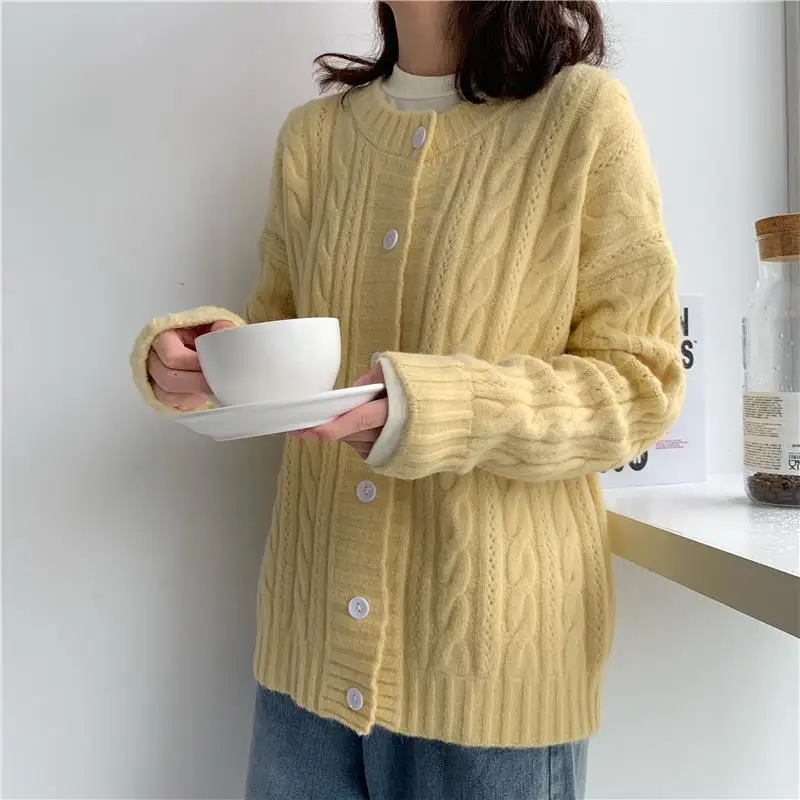 

Early Autumn New Sweater Women's Cardigan Spring Hipster Single-Breasted Outdoor Solid Color All-match Jacket Regular Sweater