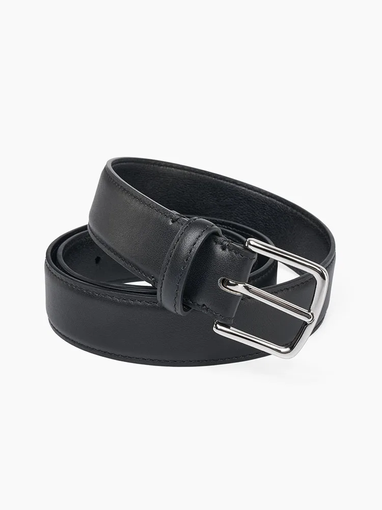 Spanish MD Women's Belt, Black Vintage Alloy Buckle, Elegant & Versatile, Simple Genuine Leather Ladies Waist Belt