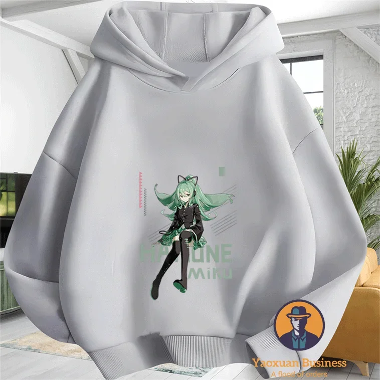 المألوف Miku ليتل بنين بنات أطفال هوديي لطيف الكرتون المطبوعة يندبروف الدافئة الخريف الشتاء جديد #4