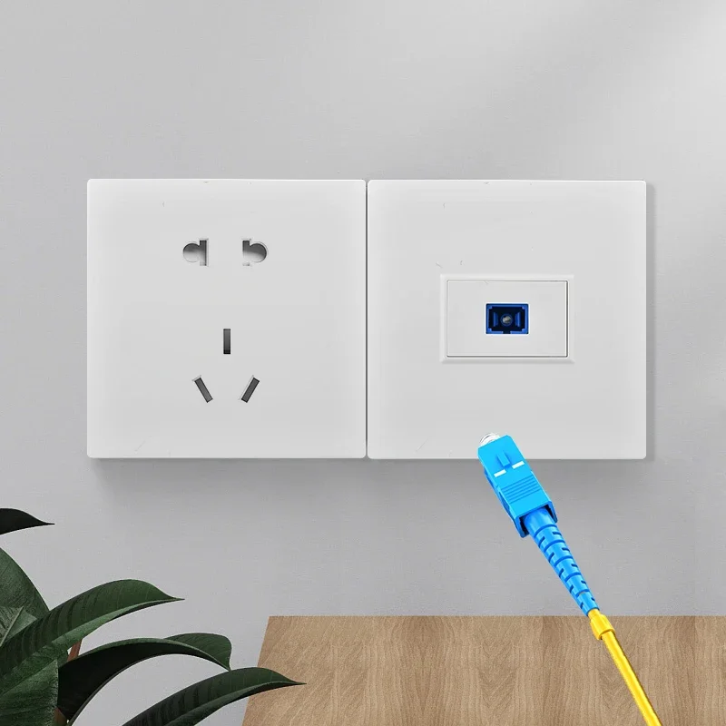 Depoguye Wall-mounted one port fiber optic information socket panel, SC fiber optic wall connector panel with fiber optic cable