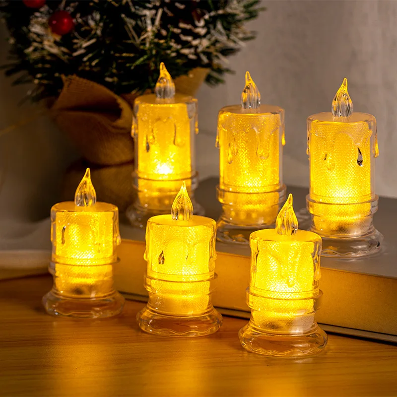 Flameless Tea Lights Simulation Acrylic Candles Battery Operated Romantic Candles Lamp Wedding Christmas Party Home Decor Gifts