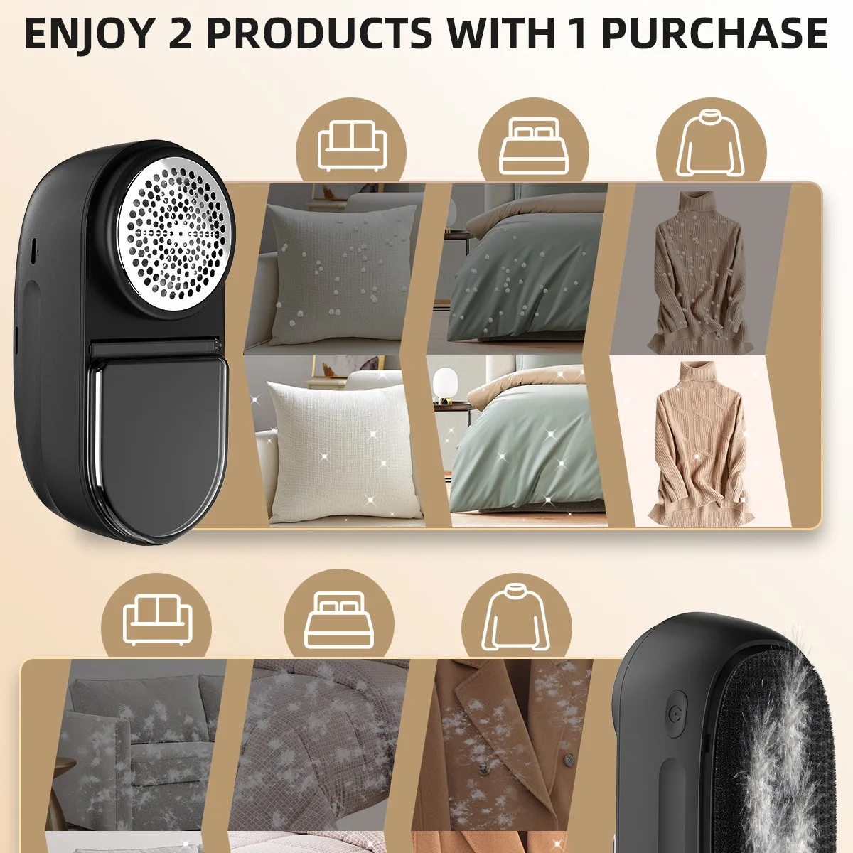 다기능 가정용 헤어 리무버, USB 충전식 원단 면도기, 의류 및 가구용 2 인 1