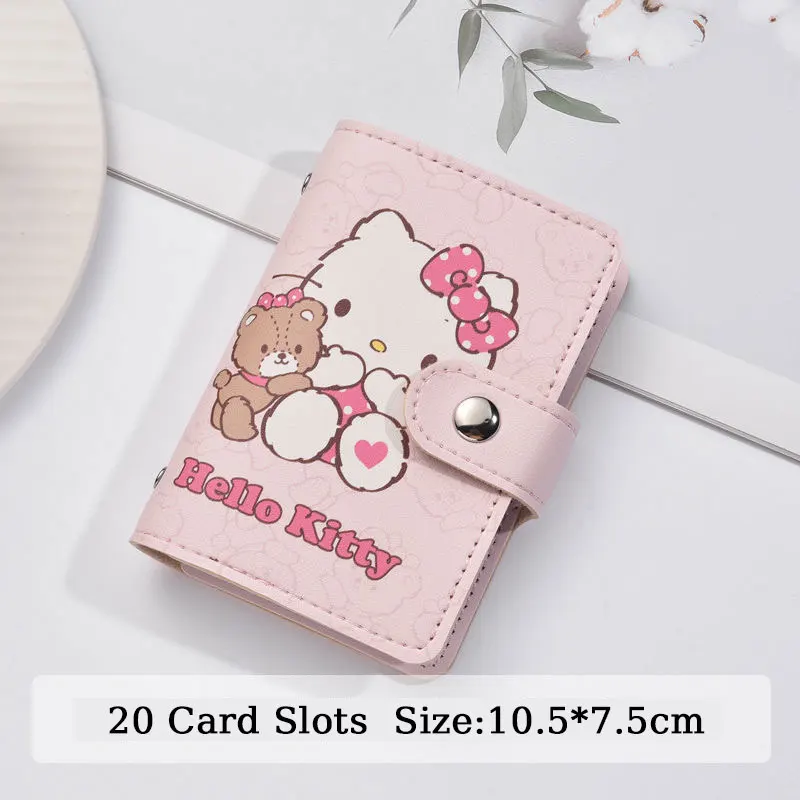 Pu Hello Kitty Money Bag portamonete Kawaii Cartoon Anime Pu portafoglio in pelle porta carte di credito portafoglio con bottoni per donna uomo