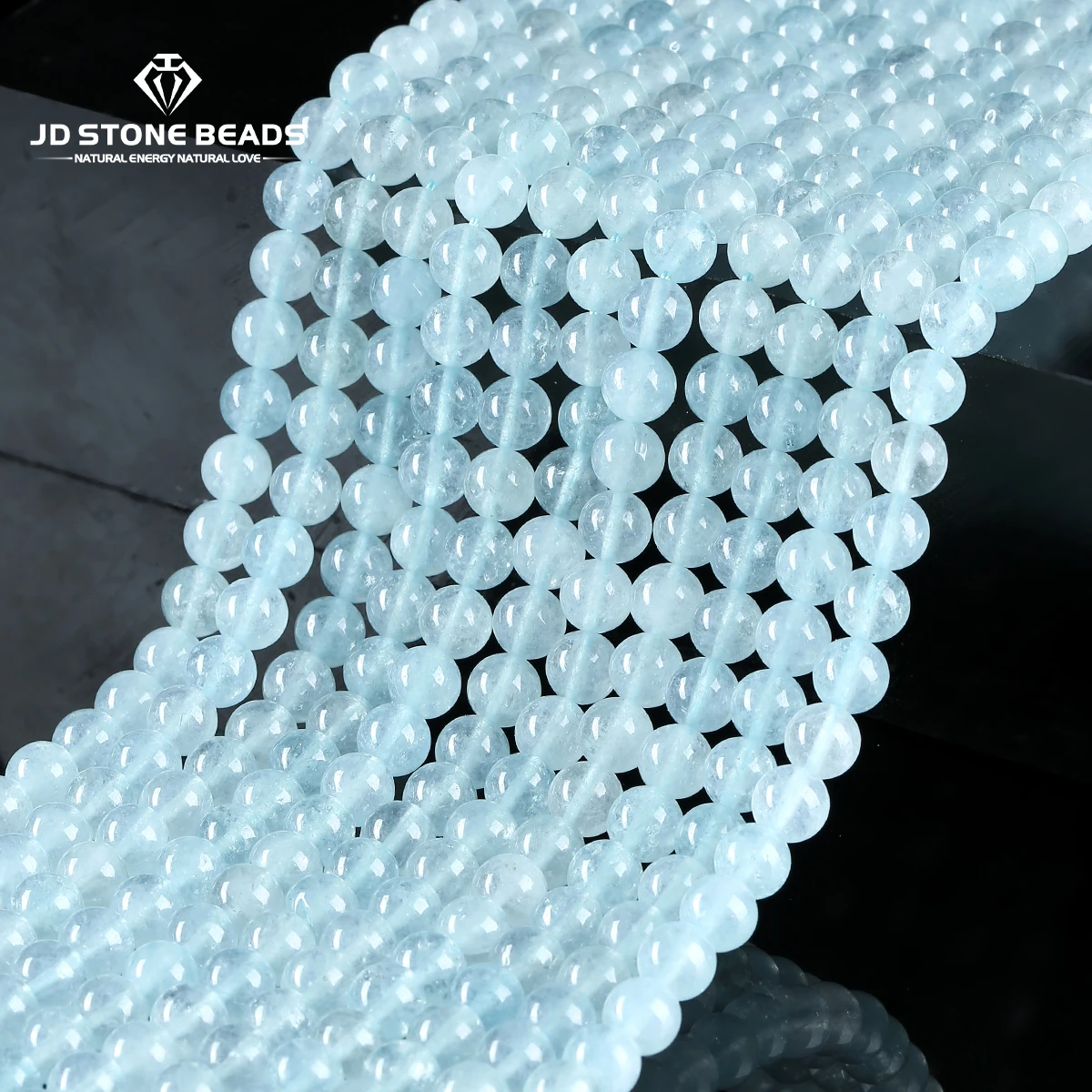 JD Icy Treated Aquamarine Chalcedony Loose Beads 6-12mm Natural Enhanced Crystal Spacers for DIY Jewelry Making