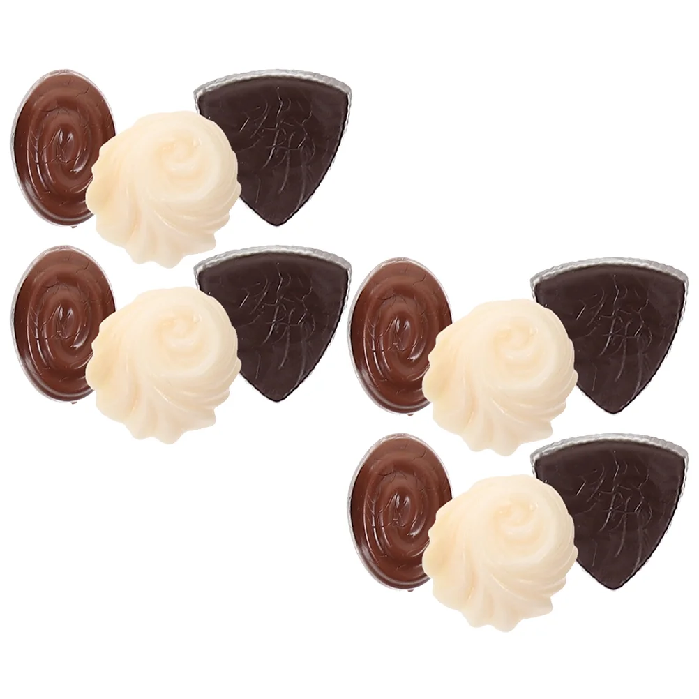 12 Pcs Fake Chocolate Desktop Model Mini Simulated Decorative Multi-function Interesting Pvc Tabletop Small Fruit Cakes