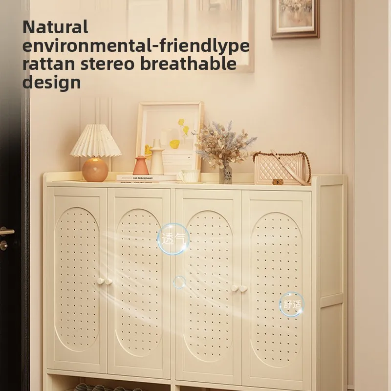 Household white shoe cabinet Cream wind large capacity Shoes storage multi-layer vertical rangement chaussures Hall furniture