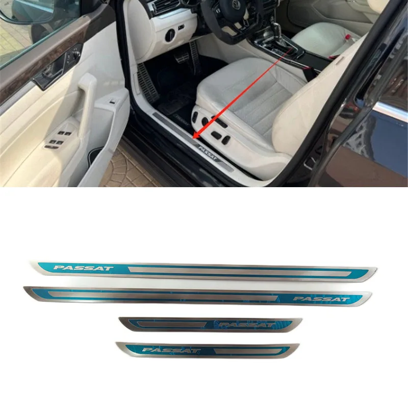 4PCS/Lot Stainless Steel For Volkswagen Passat B7 Ultra-thin Auto Car Door Sill Scuff Plate Pedal Cover