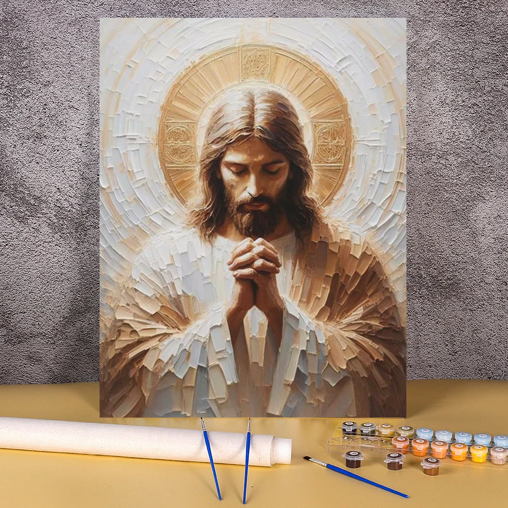 

40x50cm Diy Painting By Numbers For Adults Jesus Frameless Acrylic Paint Religion On Canvas For Living Room Wall Home Decors