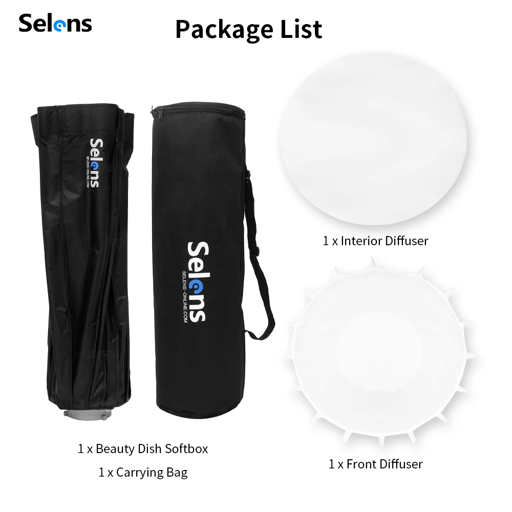 Selens 65cm Diffuser Reflector Parabolic Umbrella Beauty Dish Softbox For Off-camera Flash Fotografia Light Box Carrying Bag